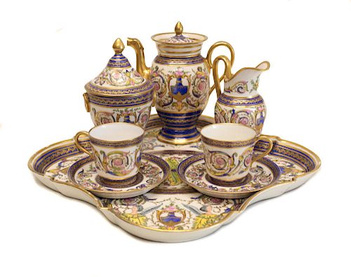 SEVRES PORCELAIN TETE-A-TETE TEA SERVICEA