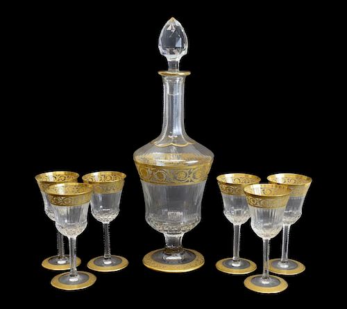 SAINT LOUIS DECANTER & STEMS6 wine glasses