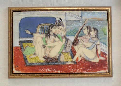 EROTIC INDO PERSIAN GOUCHE PAINTINGErotic