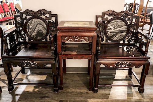 MARBLE INLAY ROSEWOOD CHAIRS  39cf2b