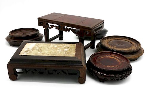 SET OF SIX CHINESE WOOD STANDSThe group