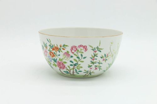 FAMILLE ROSE FLORAL BOWL, DAOGUANG