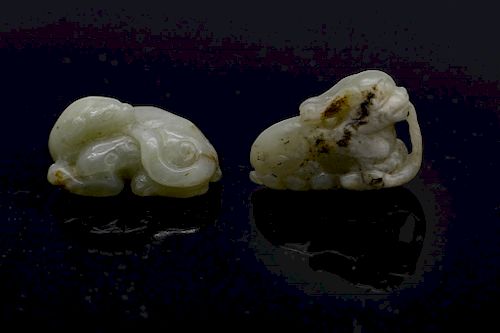 TWO JADE CARVINGSdeftly carved with