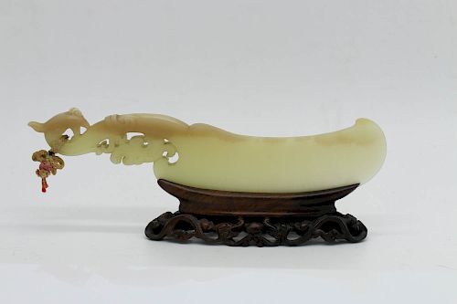 FINE CHINESE YELLOW JADE DRAGON PHONEIX 39cfa0