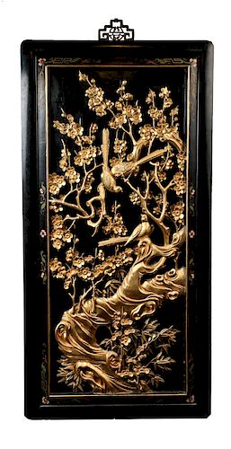 CARVED GILT WOOD PANELChinese gilded