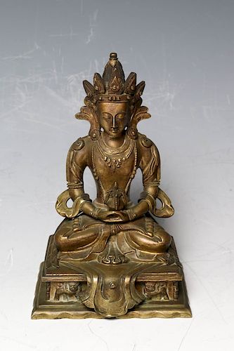 BRONZE SEATED FIGURE OF AMITAYUS,