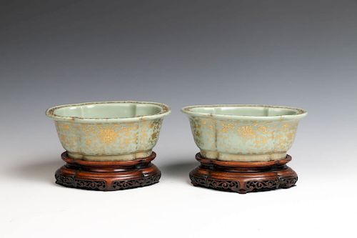 GILT DECORATED TURQUOISE GLAZE