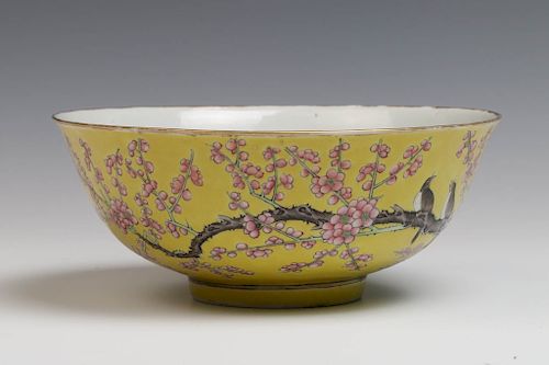 LARGE MAGPIE AND PRUNUS BOWL, GUANGXU