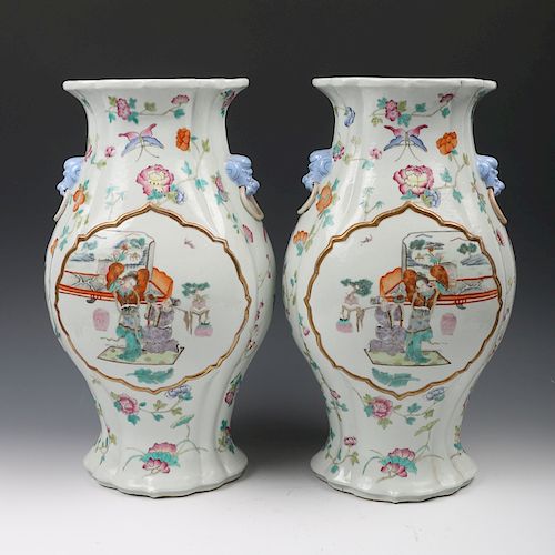 PAIR OF FAMILLE-ROSE VASES, TONGZHI