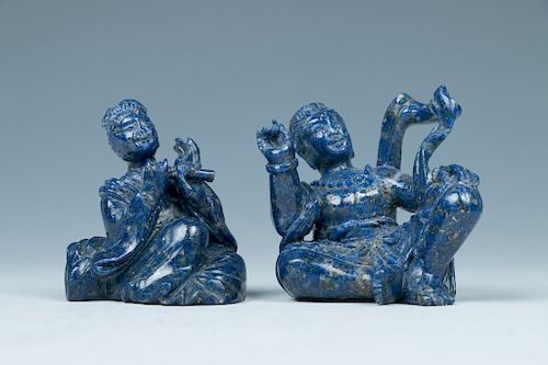 GROUP OF TWO LAZURITE FIGURE CARVINGSDepicting 39d09f