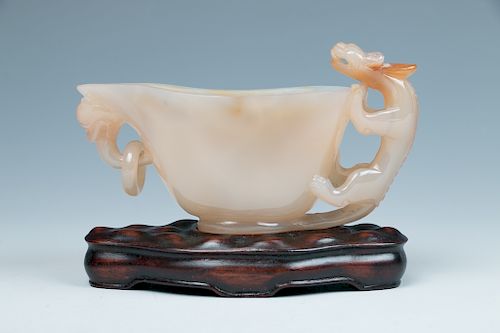 CARVED AGATE VESSEL 19TH C Of 39d098
