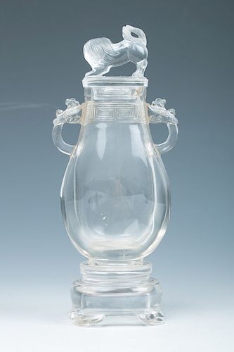 CARVED ROCK CRYSTAL VASE AND COVER  39d099
