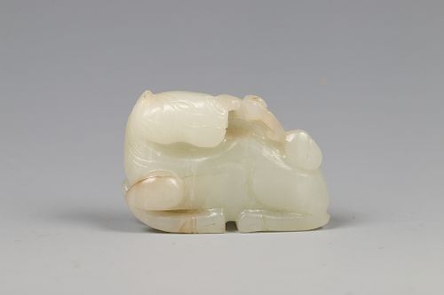 JADE HORSE WITH MONKEY PENDANT,