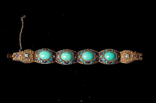 TURQUOISE AND ENAMELING BLUE BRACELETComprised