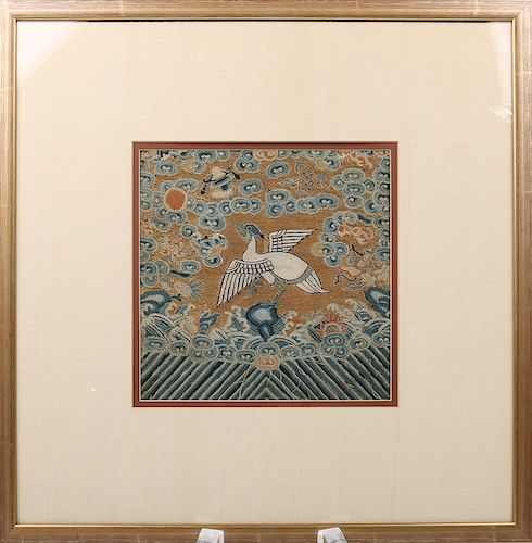 AN EMBROIDERED CRANE PANELDepicting 39d12d