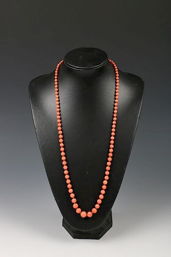 CORAL GRADUATED BEAD NECKLACEA