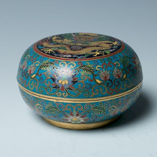 CLOISONNE 'DRAGON' BOX WITH COVER,