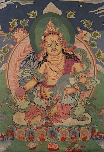 THANGKA OF JAMBHALA, QINGEmbroidered