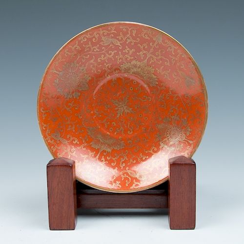 IRON RED LOTUS DISH, 19TH C.The