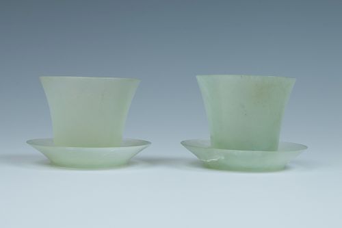 PAIR OF JADE WINE CUPSEach cup