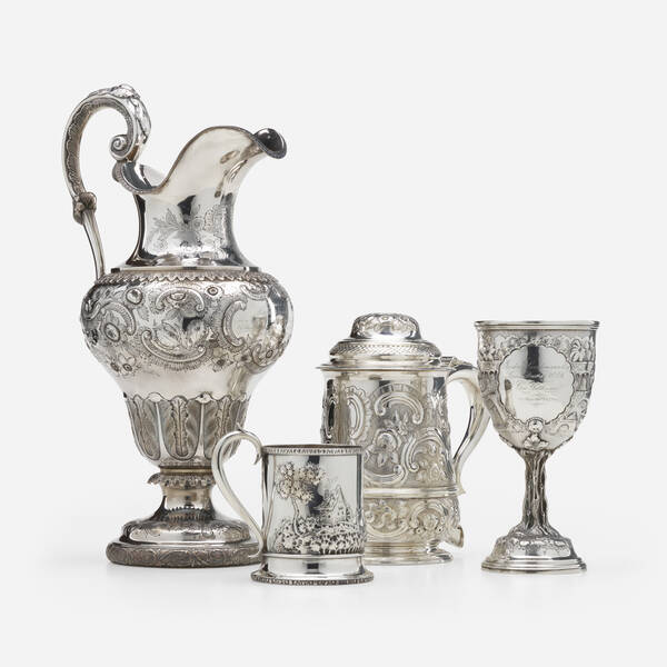 American. Collection of four repoussé