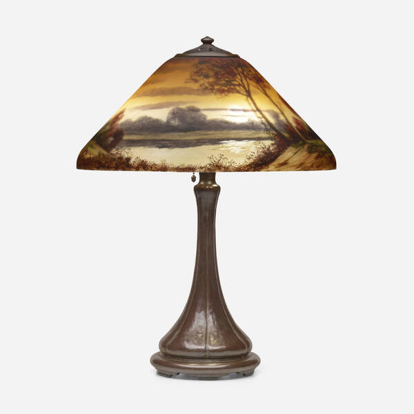 Handel. Seascape lamp. c. 1915, reverse-painted