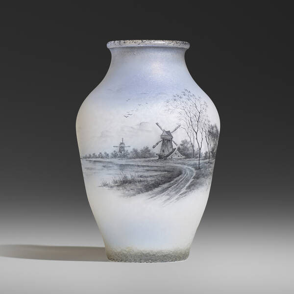 Daum Dutch scenic vase with windmills  39d45a