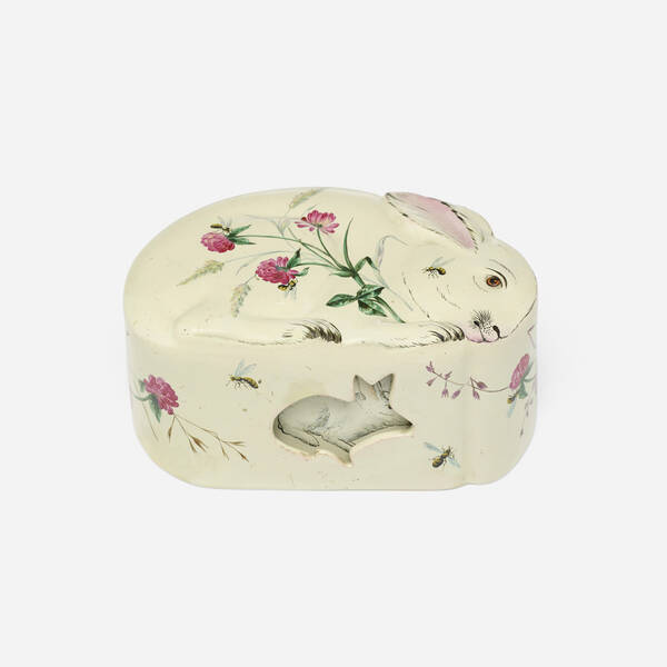 Émile Gallé. Faience rabbit box with