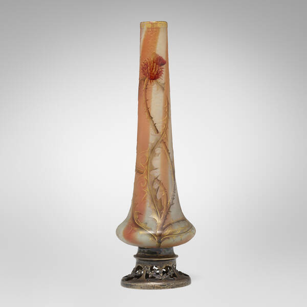 Daum. Chardon vase. c. 1890, acid-etched,