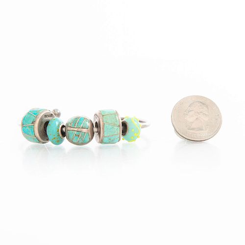 STERLING SILVER AND TURQUOISE BANGLED 39af2d