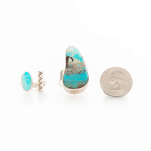 2 NAVAJO STERLING SILVER AND TURQUOISE 39af27