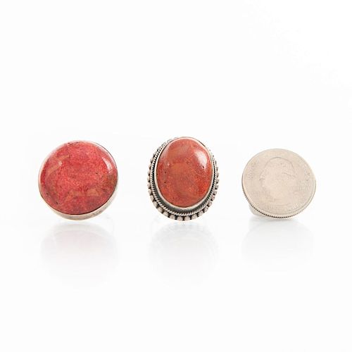 2 RED SPONGE CORAL STERLING SILVER 39af28