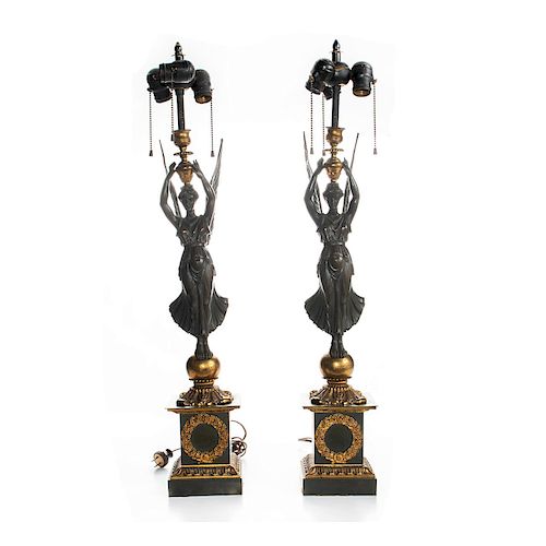 PAIR OF ART DECO BRONZE ANGEL LAMPS3