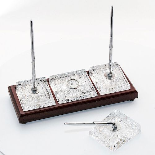 WATERFORD CRYSTAL PEN HOLDERS AND