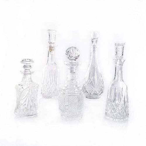 5 WATERFORD CRYSTAL DECANTERS AND 39b1b7