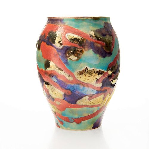 KATRICH POTTERY VASE RED DUSK LUSTER