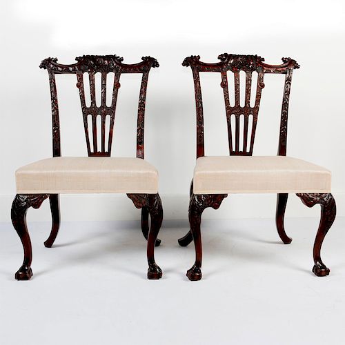 2 BASSO FLORAL RELIEF CHAIRS WITH 39b353