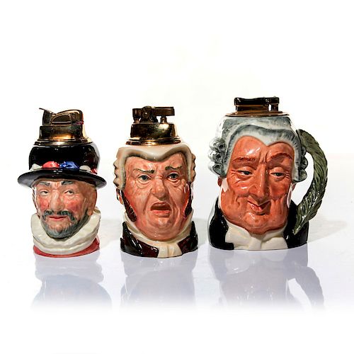 3 ROYAL DOULTON CHARACTER JUG LIGHTERSThe