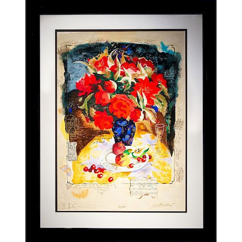 FRAMED COLOR SERIGRAPH, BOUQUET