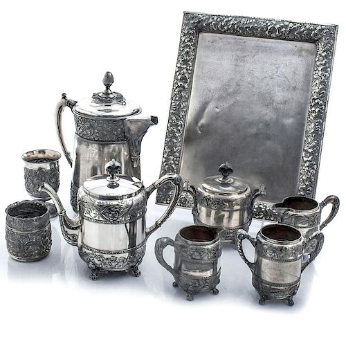 9 PIECE DERBY AND WILCOX SILVERPLATED