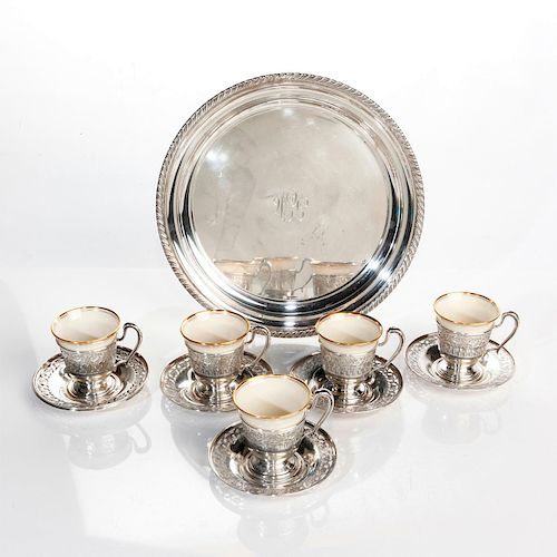 STERLING SILVER SERVING TRAY, TEA