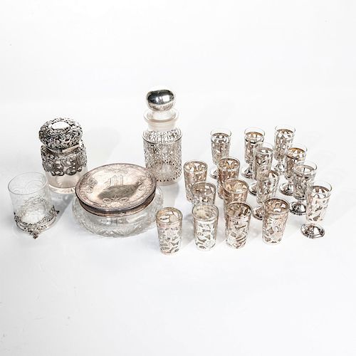COLLECTION OF GLASS AND STERLING