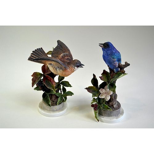 ROYAL WORCESTER INDIGO BUNTINGS AND