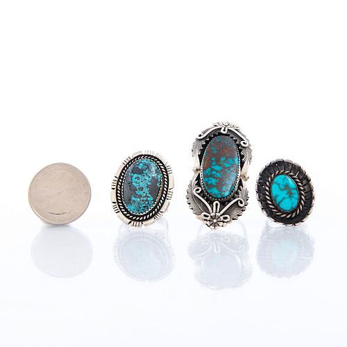 3 NATIVE AMERICAN TURQUOISE RINGSRing