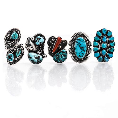 5 NATIVE AMERICAN CRAFT TURQUOISE