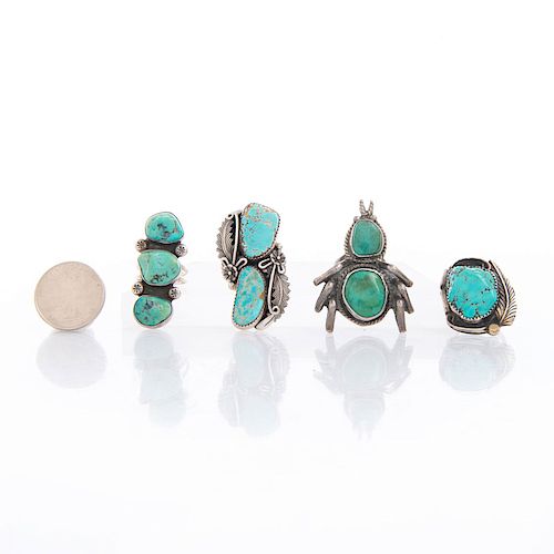 FOUR NATIVE AMERICAN TURQUOISE