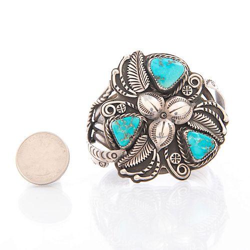 NATIVE AMERICAN TRIBAL TURQUOISE SILVER