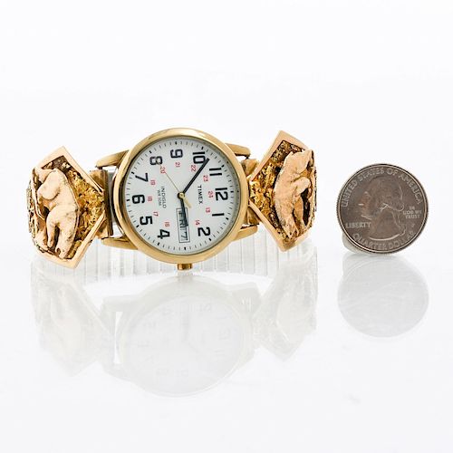 TIMEX INDIGLO WATCH WITH 10K GOLD