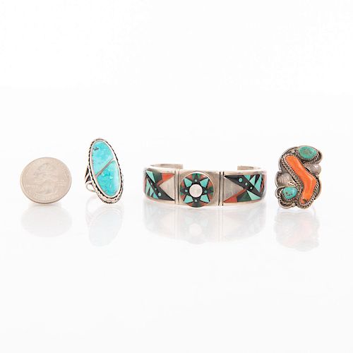 1 NAVAJO STERLING TURQUOISE CUFF,