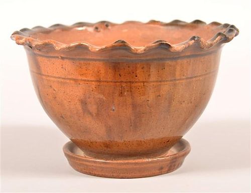 PA 19TH CENT. MOTTLE GLAZED REDWARE